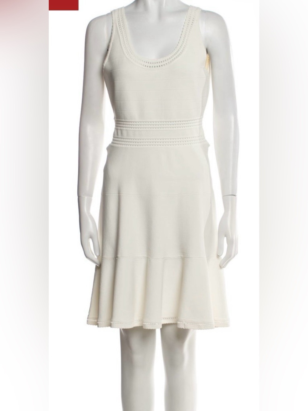 Diane Von Furstenberg Cream Long-Sleeve Fit-and-Flare Dress